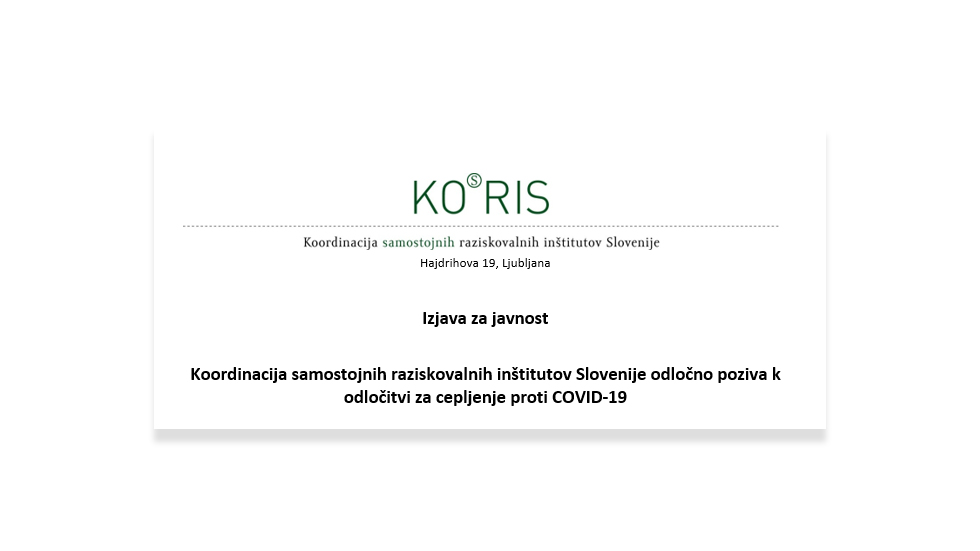 Koordinacija samostojnih raziskovalnih inštitutov Slovenije odločno poziva k odločitvi za cepljenje proti COVID-19